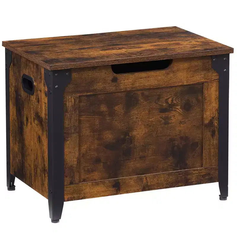 Banc de rangement en bois, banc à chaussures en cuir pour entrée avec couvercle à charnières, coffre de rangement avec 2 charnières de sécurité pour salon