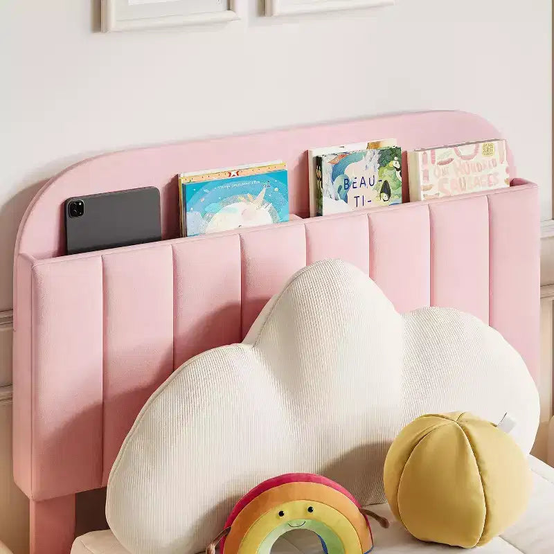 Acekool Twin Bed Set - 2 Upholstered Storage Beds with Bookcase Headboards
