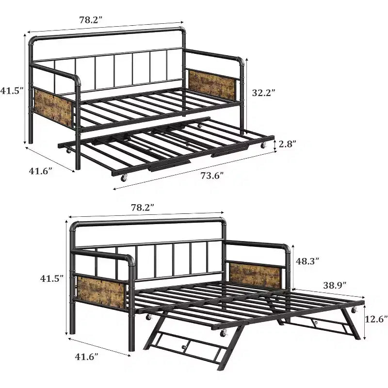 Acekool Twin Daybed with Trundle - Space-Saving Sofa & Guest Bed