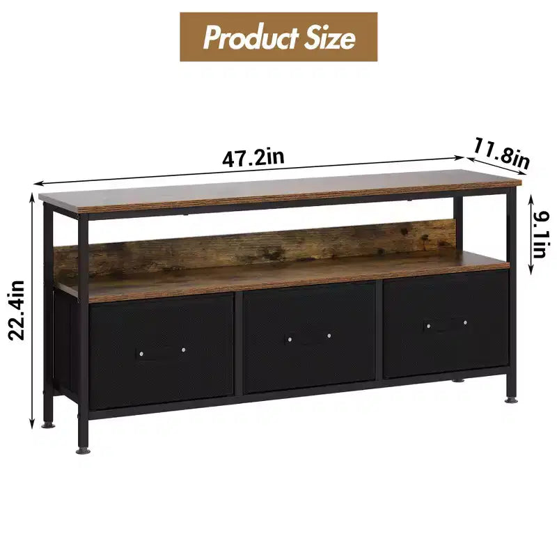 Meuble TV 55 po avec rangement - Meuble TV moderne avec tiroirs et étagères pour salon et chambre à coucher