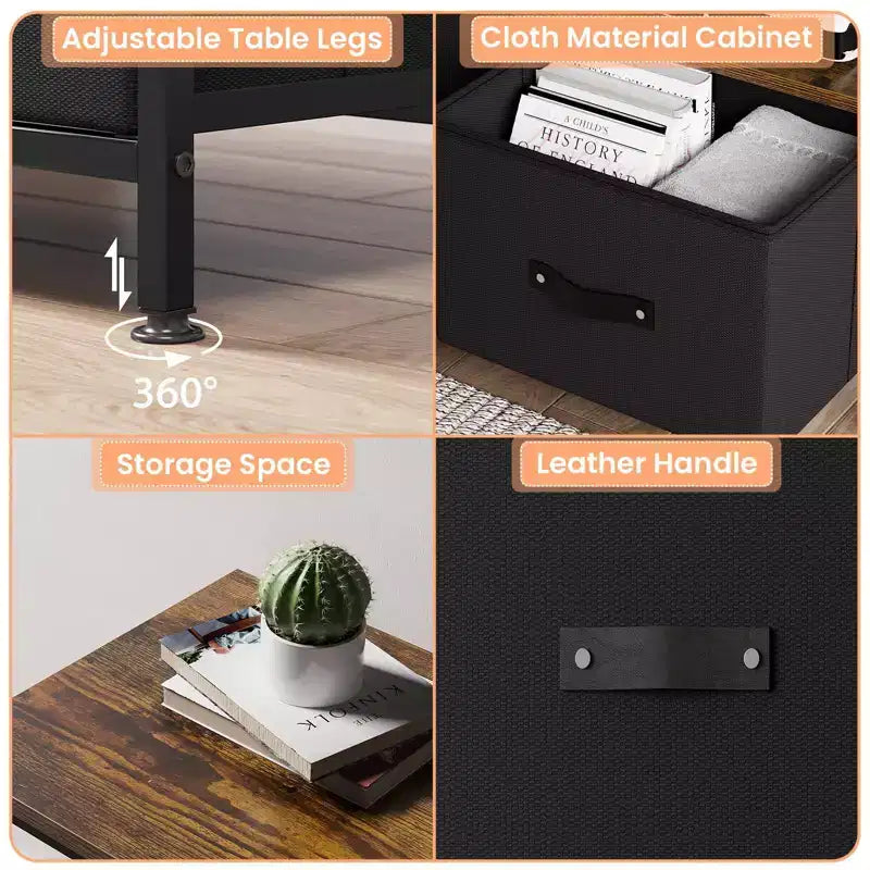 Meuble TV 55 po avec rangement - Meuble TV moderne avec tiroirs et étagères pour salon et chambre à coucher