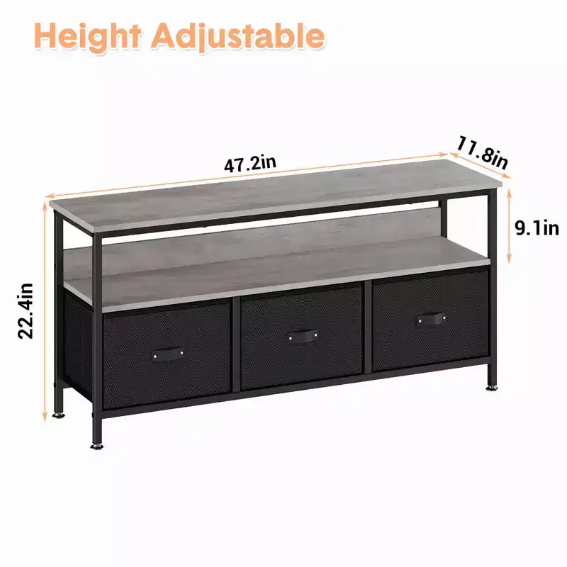 Meuble TV 55 po avec rangement - Meuble TV moderne avec tiroirs et étagères pour salon et chambre à coucher