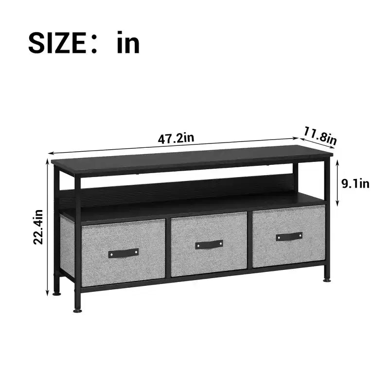 Meuble TV 55 po avec rangement - Meuble TV moderne avec tiroirs et étagères pour salon et chambre à coucher