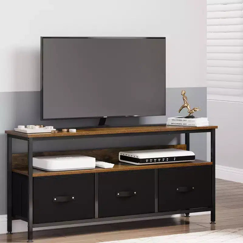 Meuble TV 55 po avec rangement - Meuble TV moderne avec tiroirs et étagères pour salon et chambre à coucher