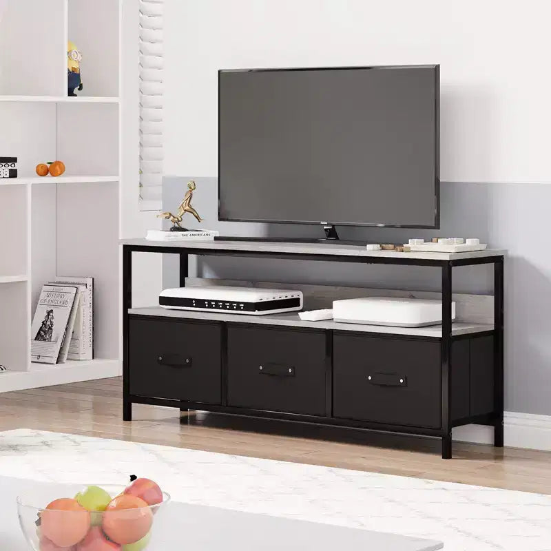 55 Media Console with Storage - Modern TV Stand with Drawers & Shelves for Living Room & Bedroom