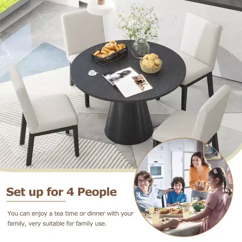 Okak 46,5/45 pouces table de salle à manger ronde rétro Table de cuisine élégante et minimaliste pour 4 pour cuisine et salle à manger