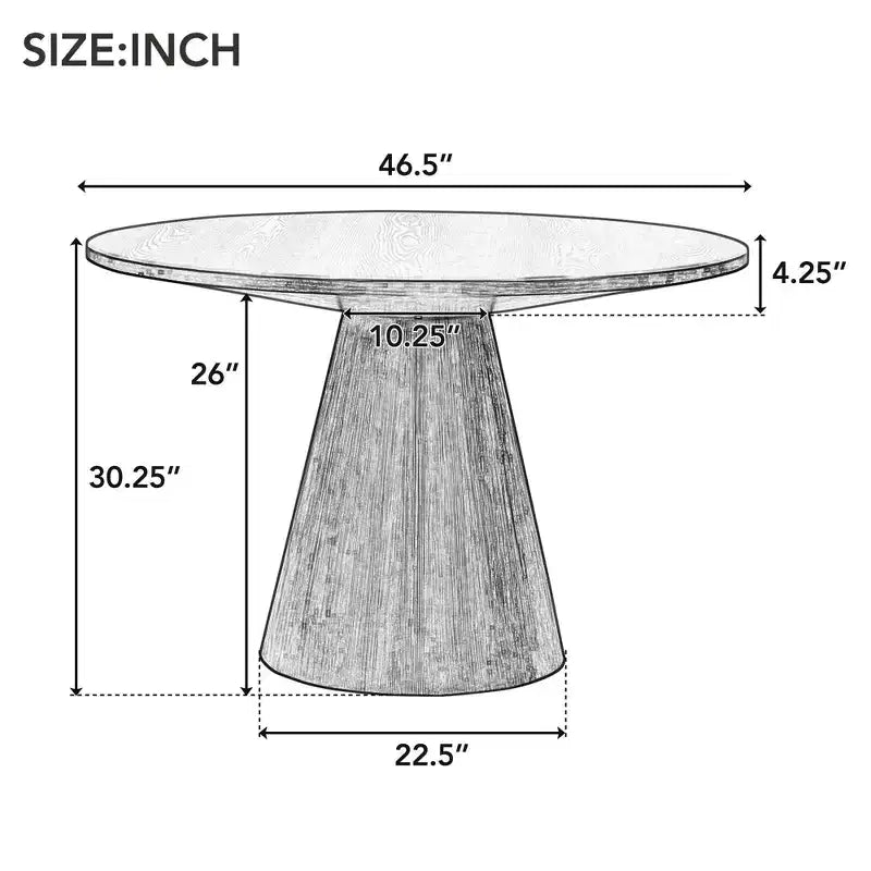 Okak 46,5/45 pouces table de salle à manger ronde rétro Table de cuisine élégante et minimaliste pour 4 pour cuisine et salle à manger