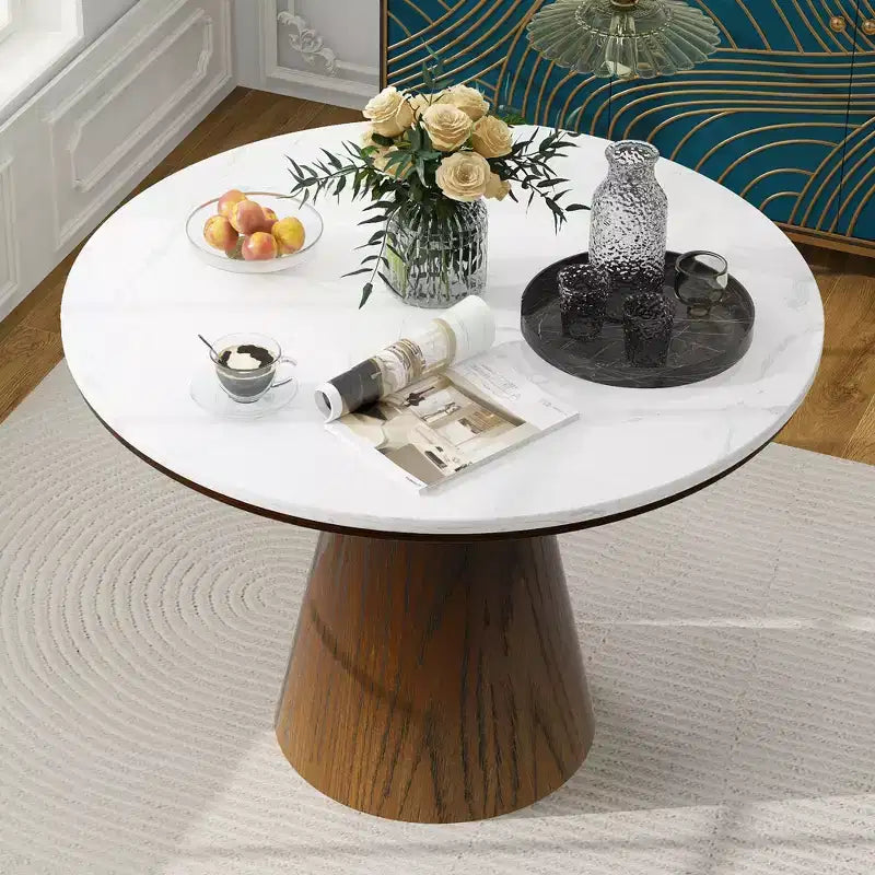Okak 46,5/45 pouces table de salle à manger ronde rétro Table de cuisine élégante et minimaliste pour 4 pour cuisine et salle à manger