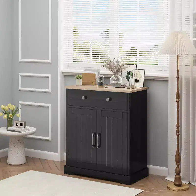 Armoire de rangement de cuisine, buffet moderne avec rangement, bar à café avec 2 tiroirs et 2 portes, buffet de sol pour salon, salle à manger