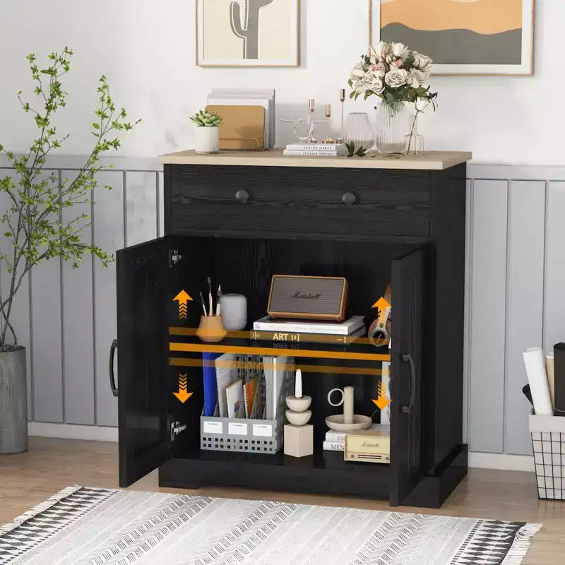 Armoire de rangement de cuisine, buffet moderne avec rangement, bar à café avec 2 tiroirs et 2 portes, buffet de sol pour salon, salle à manger