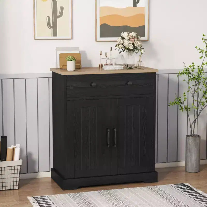 Armoire de rangement de cuisine, buffet moderne avec rangement, bar à café avec 2 tiroirs et 2 portes, buffet de sol pour salon, salle à manger
