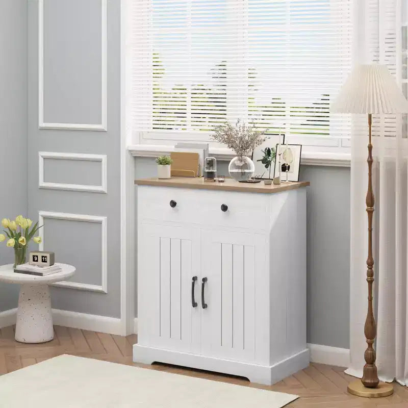 Armoire de rangement de cuisine, buffet moderne avec rangement, bar à café avec 2 tiroirs et 2 portes, buffet de sol pour salon, salle à manger