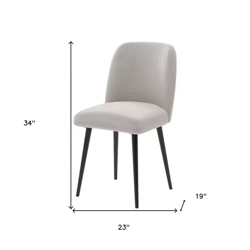 Set di due sedie da pranzo laterali imbottite in tessuto beige e nero