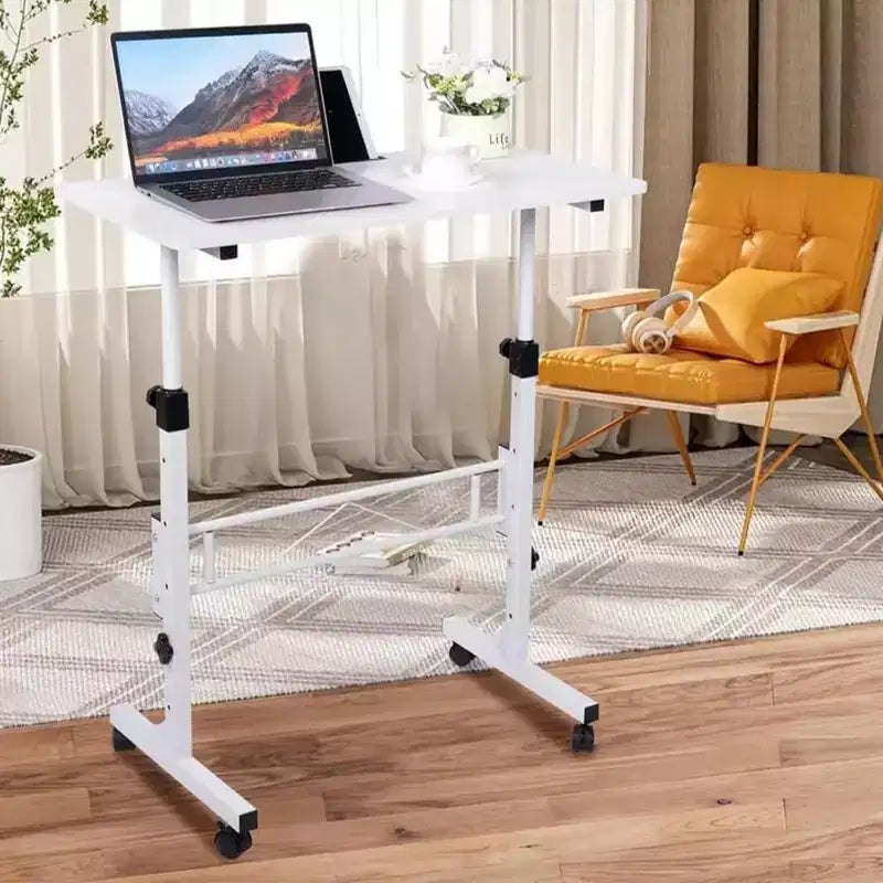 Scrivania mobile regolabile con ruote, altezza da 78 cm a 109 cm, piano da 81 cm x 40 cm, colore nero
