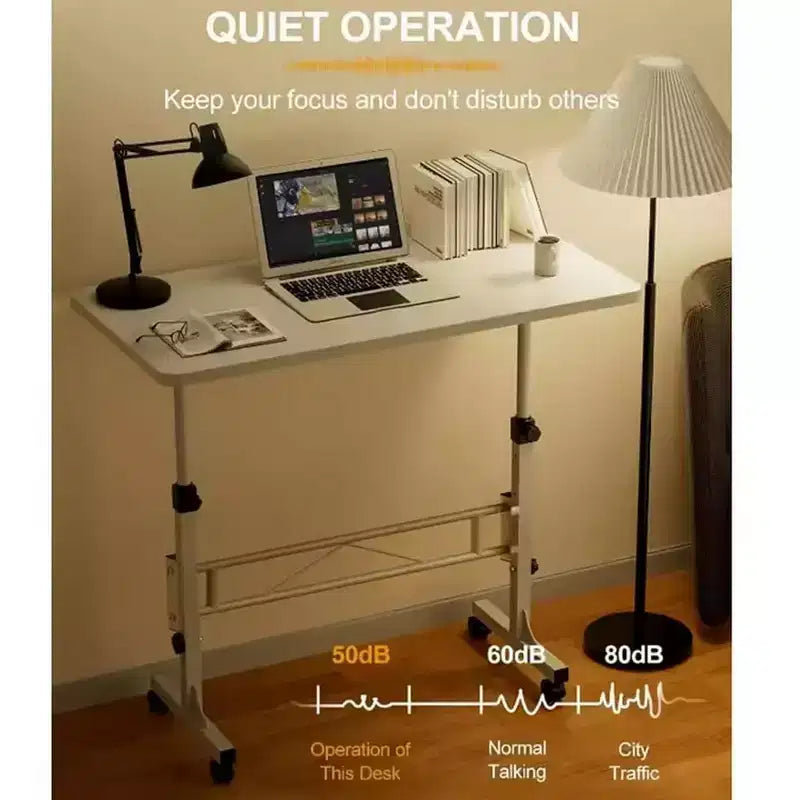 Scrivania mobile regolabile con ruote, altezza da 78 cm a 109 cm, piano da 81 cm x 40 cm, colore nero