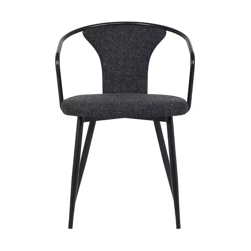 Armen Living, chaise de salle à manger contemporaine Francis, finition thermolaquée noire et tissu noir