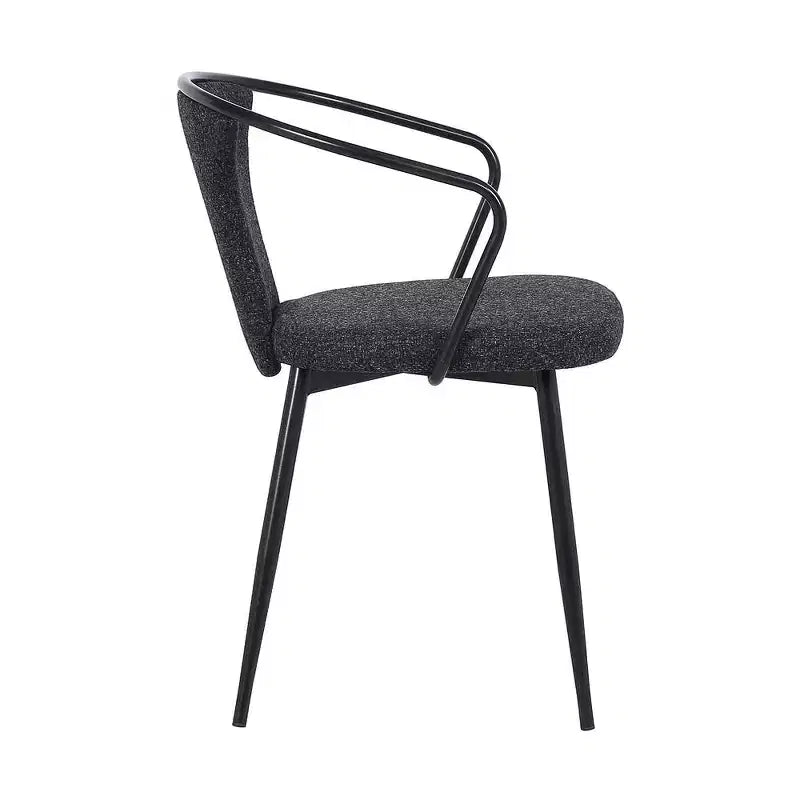 Armen Living, chaise de salle à manger contemporaine Francis, finition thermolaquée noire et tissu noir