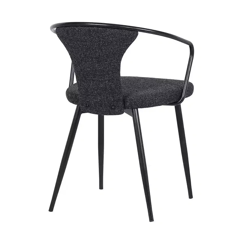 Armen Living, chaise de salle à manger contemporaine Francis, finition thermolaquée noire et tissu noir