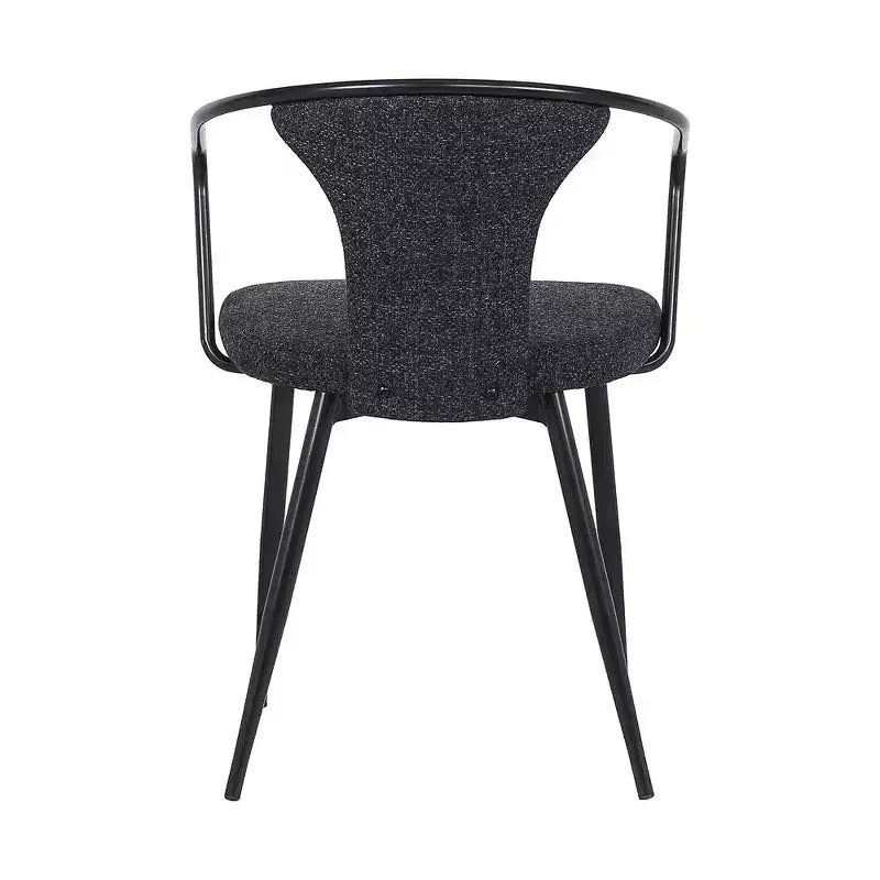 Armen Living, chaise de salle à manger contemporaine Francis, finition thermolaquée noire et tissu noir