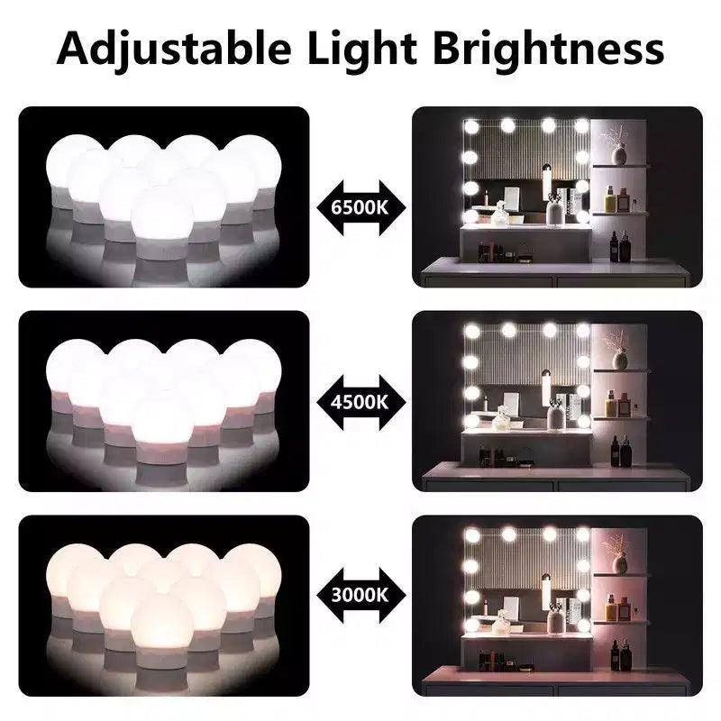 Toeletta con specchio illuminato e contenitore