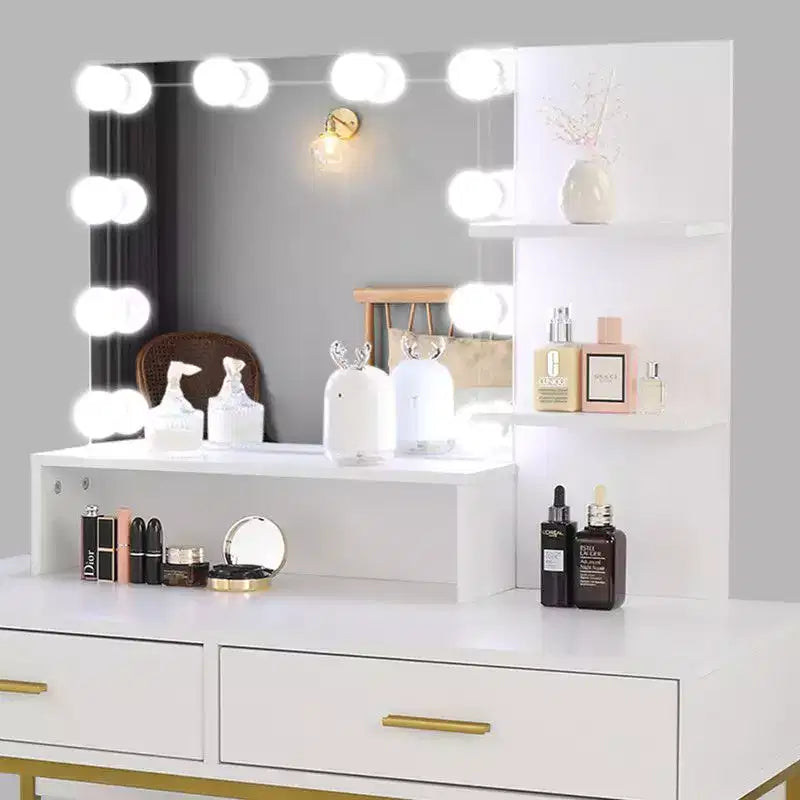 Toeletta con specchio illuminato e contenitore