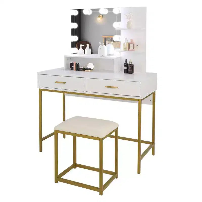 Toeletta con specchio illuminato e contenitore