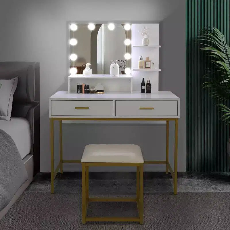 Toeletta con specchio illuminato e contenitore