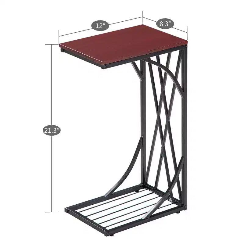 Tavolino a C con piano in MDF e struttura in metallo