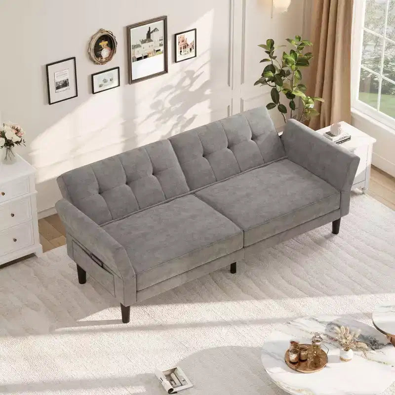 Divano Letto Futon da 89 Pollici con Schienale e Braccioli Regolabili, Divano Convertibile per Soggiorno, Camera da Letto e Appartamenti