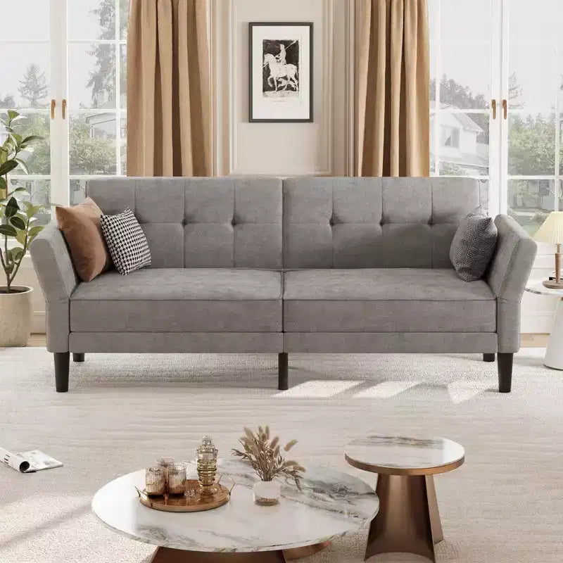 Divano Letto Futon da 89 Pollici con Schienale e Braccioli Regolabili, Divano Convertibile per Soggiorno, Camera da Letto e Appartamenti
