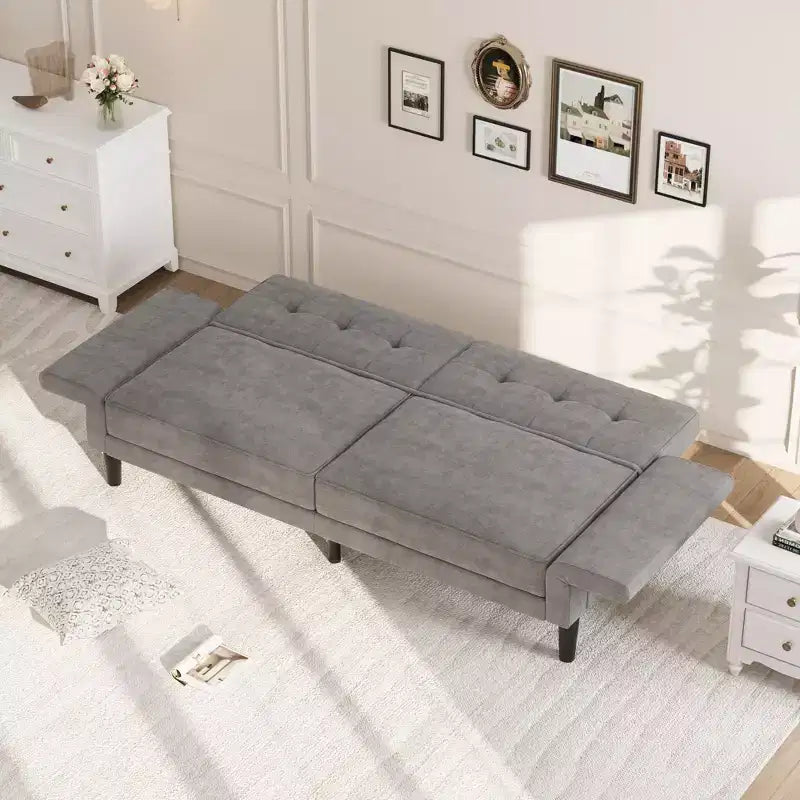 Divano Letto Futon da 89 Pollici con Schienale e Braccioli Regolabili, Divano Convertibile per Soggiorno, Camera da Letto e Appartamenti
