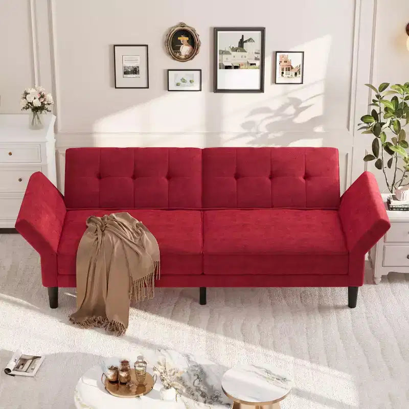 Divano Letto Futon da 89 Pollici con Schienale e Braccioli Regolabili, Divano Convertibile per Soggiorno, Camera da Letto e Appartamenti