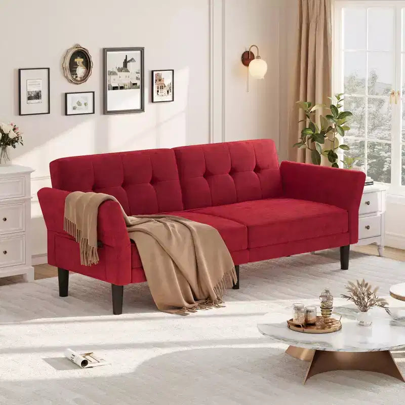 Divano Letto Futon da 89 Pollici con Schienale e Braccioli Regolabili, Divano Convertibile per Soggiorno, Camera da Letto e Appartamenti