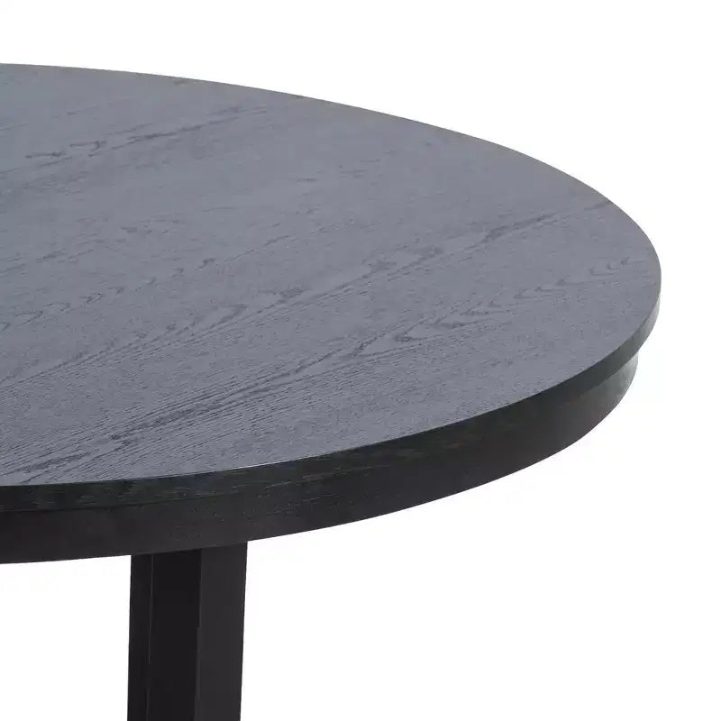 Tavolo da pranzo rotondo in legno massello da 45 pollici con base a croce a X, nero