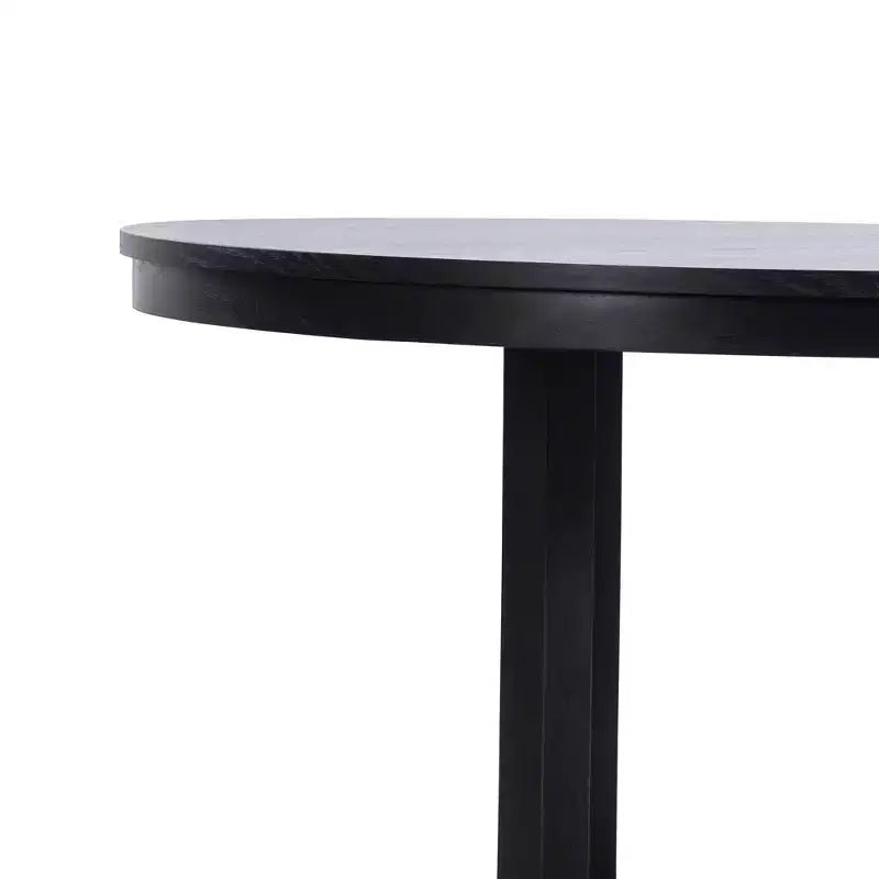 Tavolo da pranzo rotondo in legno massello da 45 pollici con base a croce a X, nero