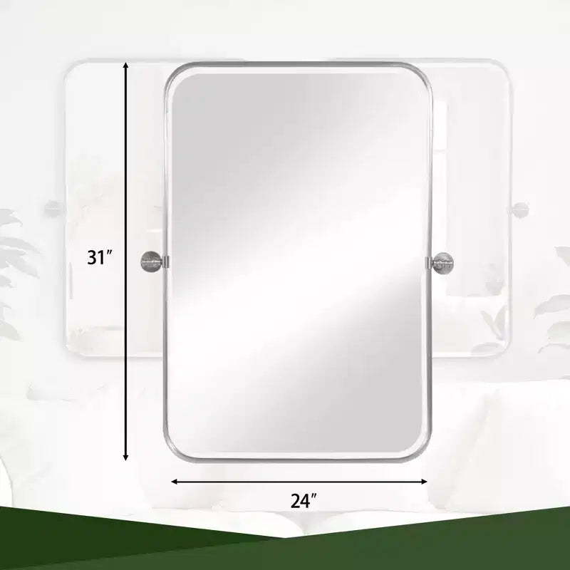 Specchio da parete industriale in ferro, 31 x 24 pollici, argento, set da 2