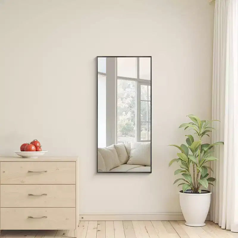 Specchio da Parete Rettangolare con Cornice Sottile in Metallo, 91 cm A x 61 cm L