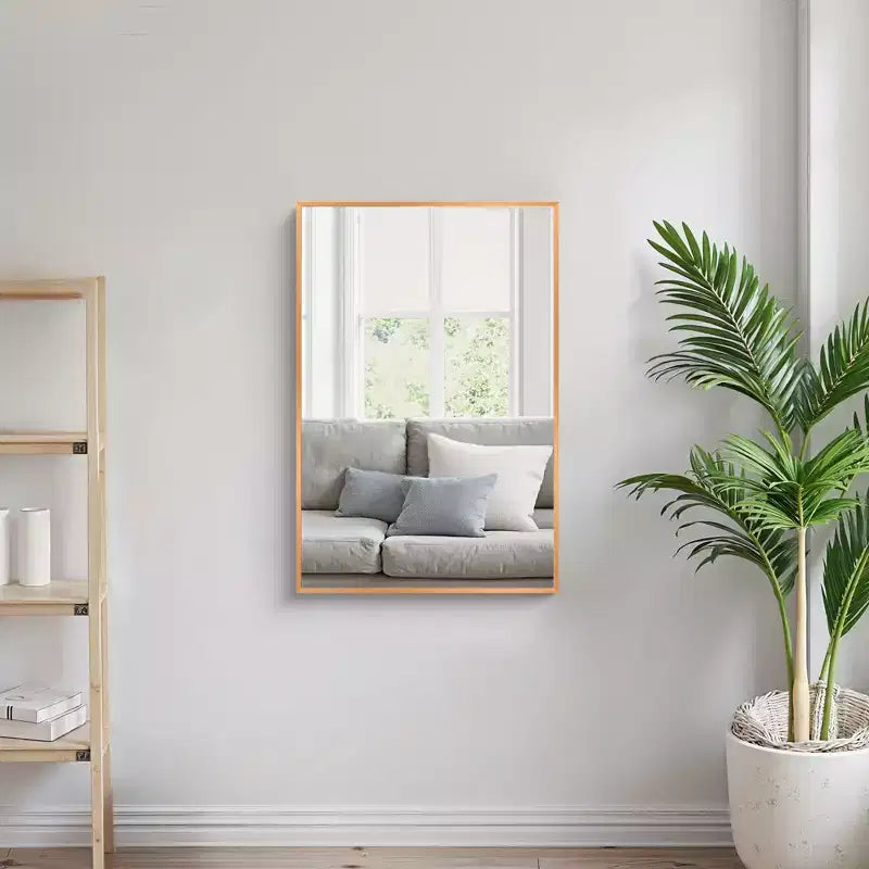 Specchio da Parete Rettangolare con Cornice Sottile in Metallo, 91 cm A x 61 cm L