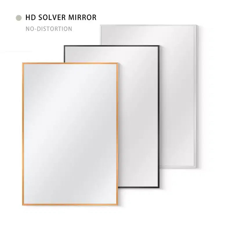 Specchio da Parete Rettangolare con Cornice Sottile in Metallo, 91 cm A x 61 cm L