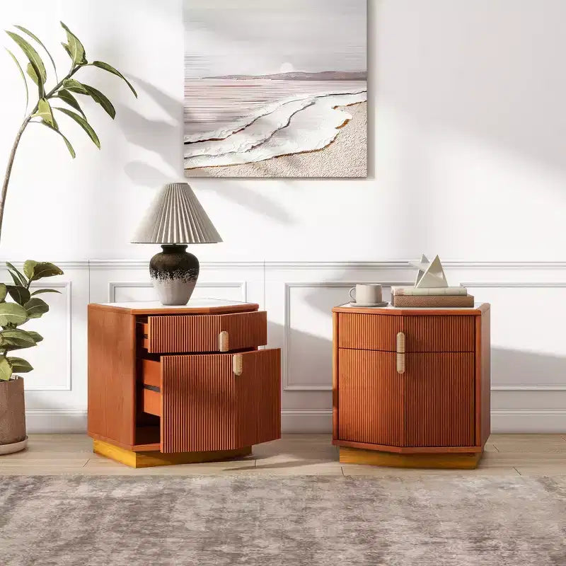 Comodino moderno con 2 cassetti (set da 2)