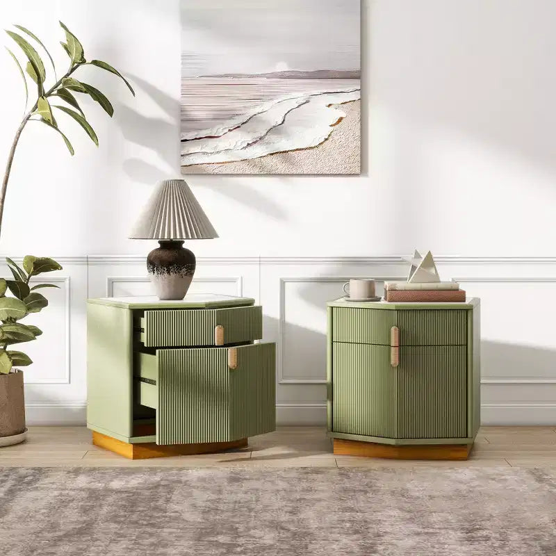 Comodino moderno con 2 cassetti (set da 2)
