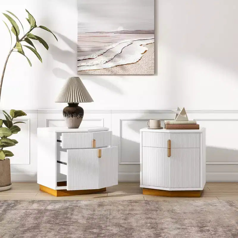Comodino moderno con 2 cassetti (set da 2)