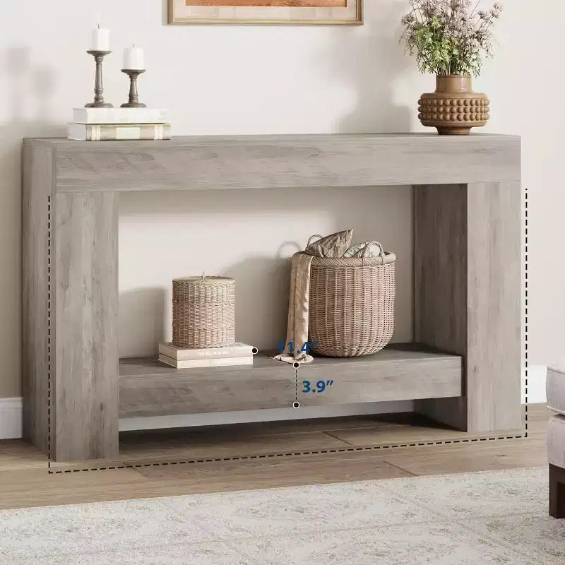 Tavolo Console da 47 Pollici con Ripiano Portaoggetti a 2 Livelli