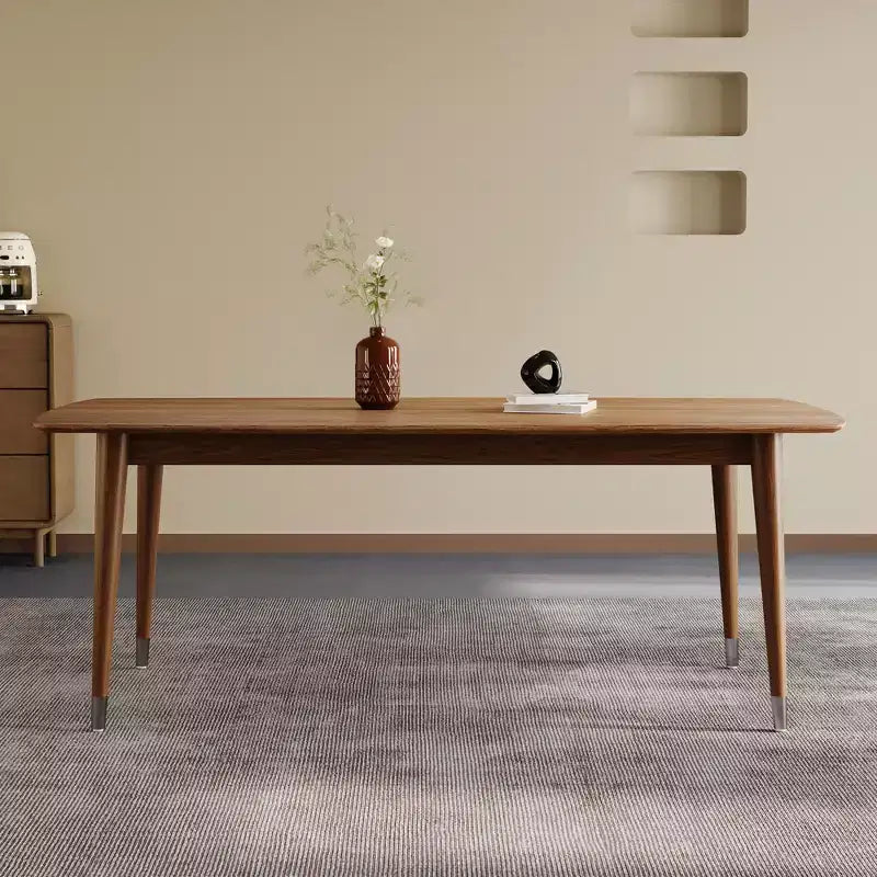 Luck Live Mid-Century Modern 62.9 Dining Table & Desk with Wood Grain Top and Solid Wood Legs