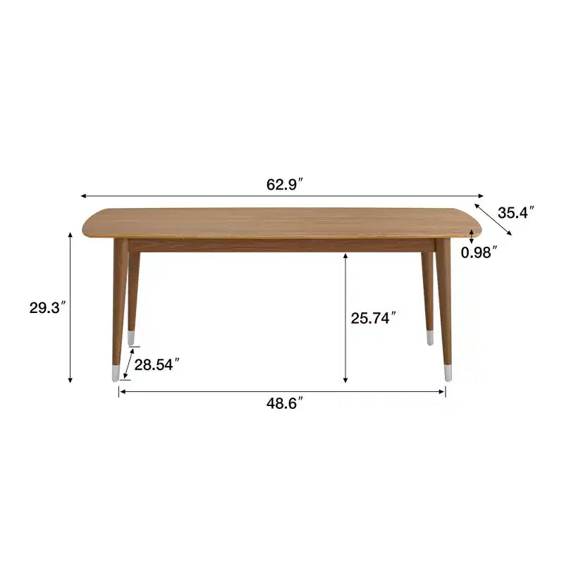 Luck Live Mid-Century Modern 62.9 Dining Table & Desk with Wood Grain Top and Solid Wood Legs
