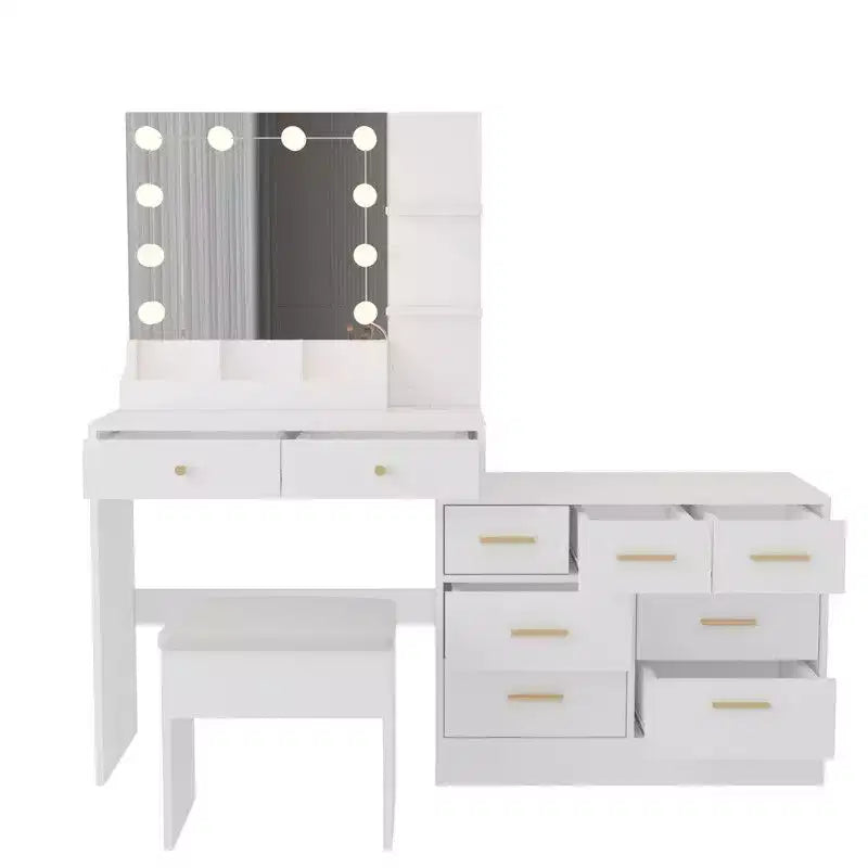 Grande coiffeuse grise avec lumières