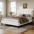 Christopher Knight Home Selene Modern Rubberwood Boucle Upholstered Bed with Light and Petal Headboard
