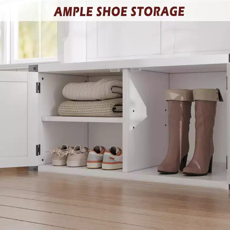 Appendiabiti da ingresso da 193 cm con panca e scarpiera, organizer 4-in-1 per ingresso con appendiabiti, 5 ganci e ripiano regolabile
