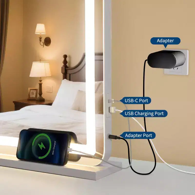 Specchio Trucco LED con Luci, Ingrandimento 10X, 3 Modalità di Colore Dimmerabili, Controllo Touch