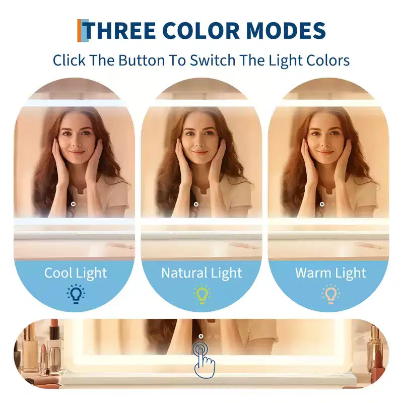 Specchio Trucco LED con Luci, Ingrandimento 10X, 3 Modalità di Colore Dimmerabili, Controllo Touch